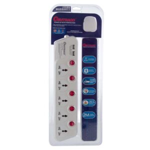 Oshtraco 5-Way Extension Cord W- 4 USB Ports