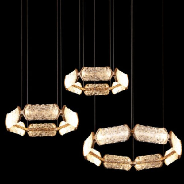 Pendant Light - 77092 D614*D740*D614*H1200 Gold - 3 Rings (3000K)