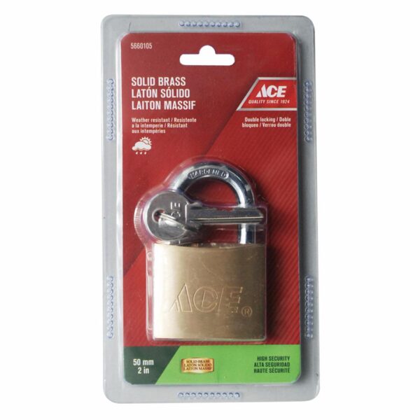 Ace Solid Brass Padlock W/ Keys