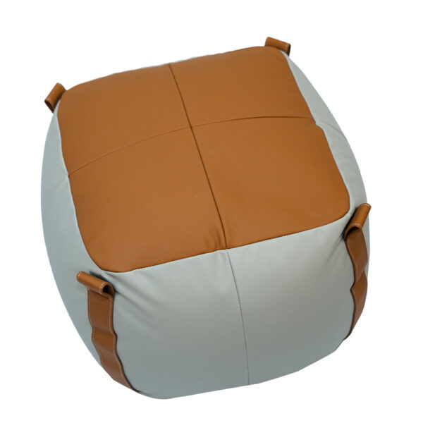 Two-Tone Leather Pouf