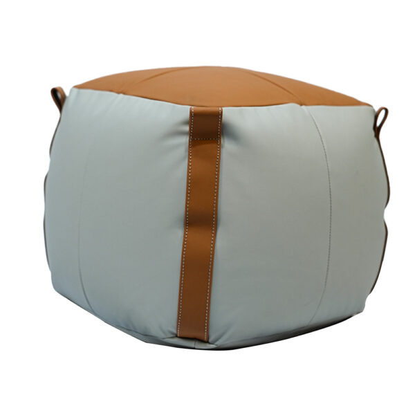 Two-Tone Leather Pouf