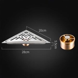 28x20 Stainless Steel Triangle Floor Drain with Brass Core